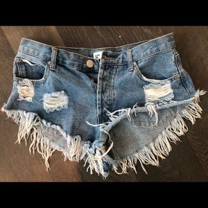 Ripped jean shorts